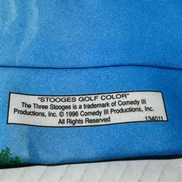 Vintage Ralph Marlin Neck Tie Three Stooges Blue 1996 Golf Theme Made In USA - Picture 9 of 9
